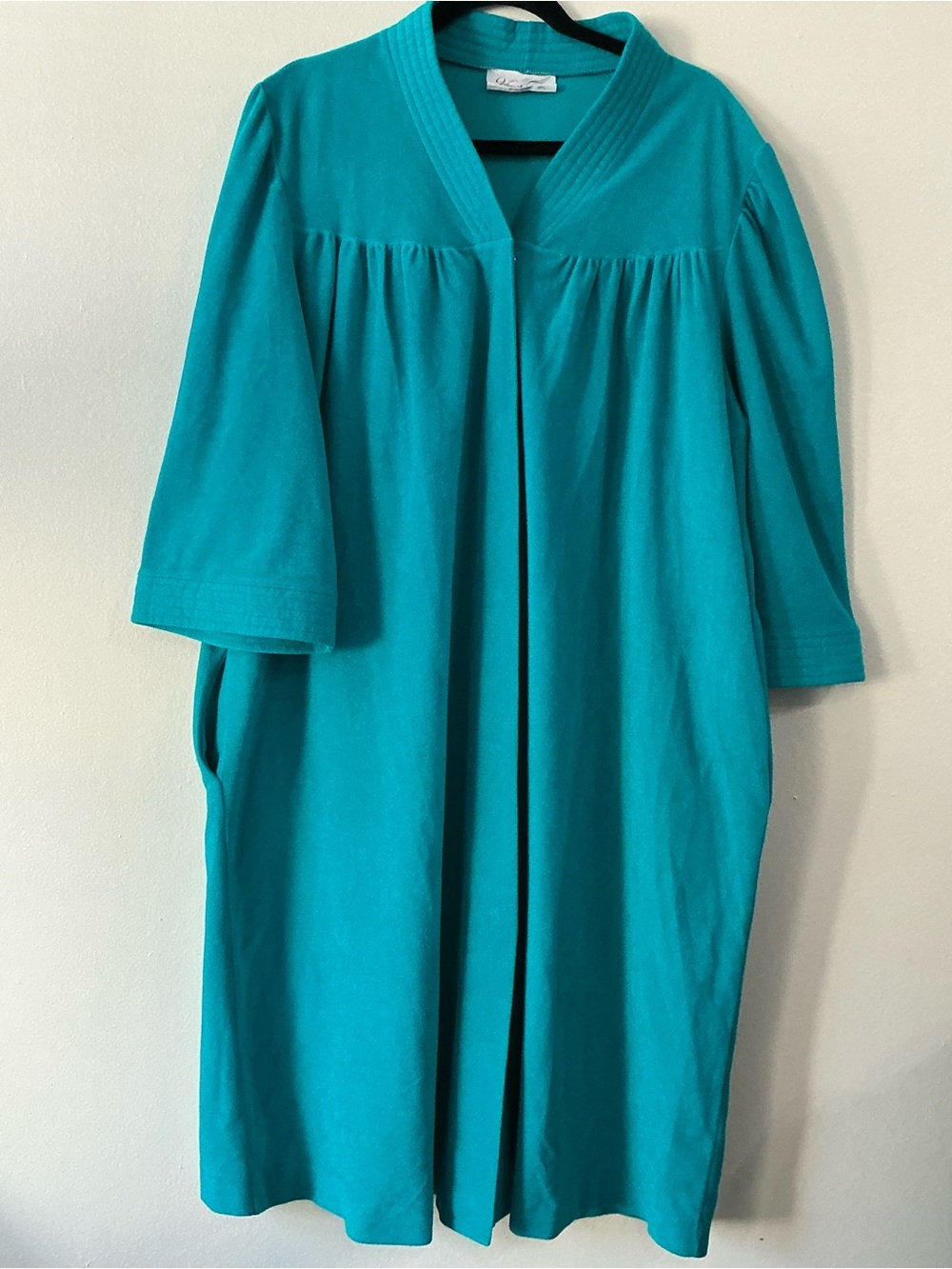 VTG 80s Vanity Fair Teal Velour Robe - Size XXL - Made in USA